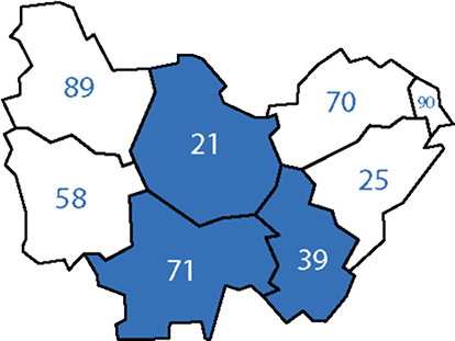 Carte département IDB 21 & 71 & 39